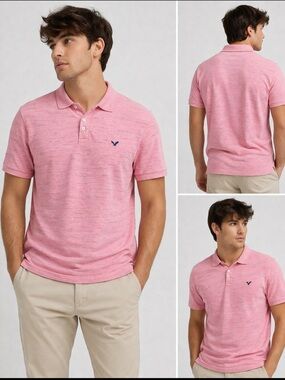American Eagle Coreflex Pink Heather Classic Fit Polo Shirt Men’s XS